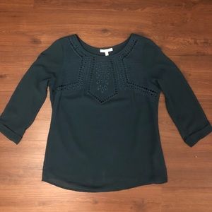 Skies Are Blue Embroidered 3/4 Sleeve Blouse